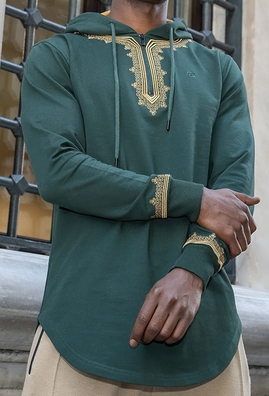 QL Longline Etniz Sweat MA in Emerald Green and Gold